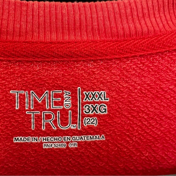 Time and Tru High-Low Hem Crewneck Sweatshirt Women's Size 3XL Pullover Orange - Picture 3 of 8